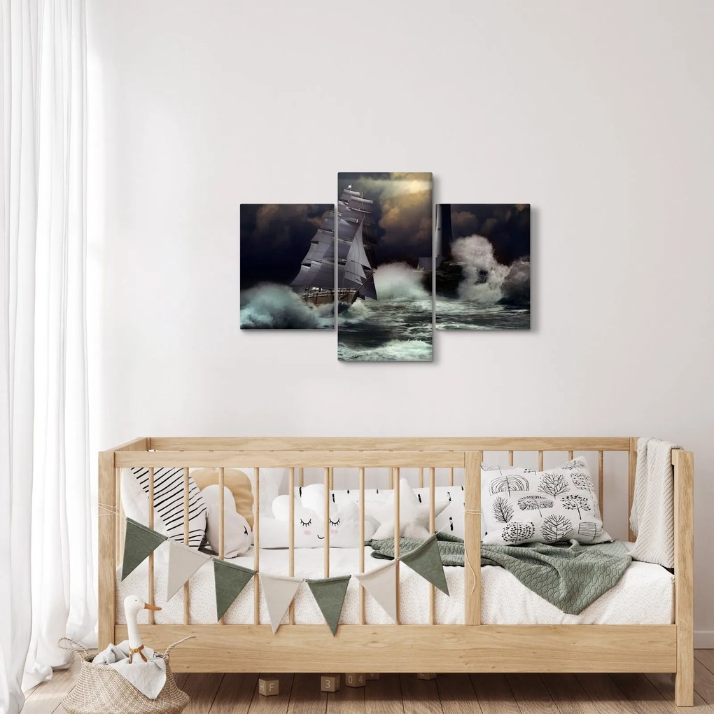 Obraz - Loď plávajúca cez búrlivé vlny (90x60 cm)