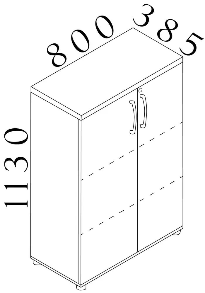 Stredná skriňa Visio LUX 80 x 38,5 x 113 cm, dub