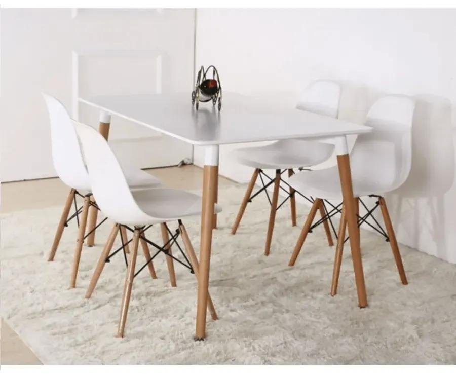 Jedálenský stôl, biela/buk, 120x70 cm, DIDIER 4 NEW