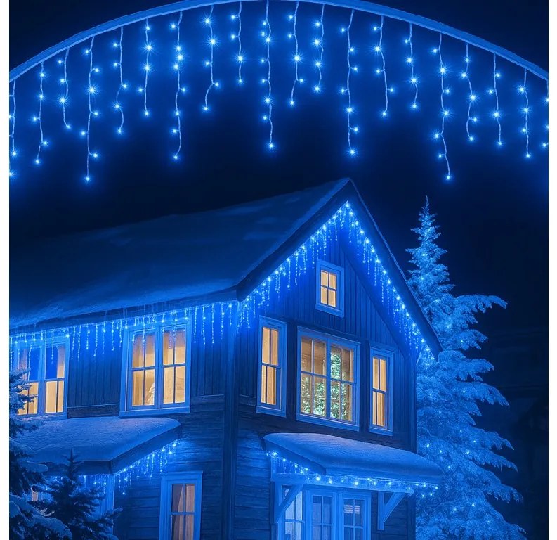 Vianočné svetielka LED záclona FLASH modrá 1000 LED