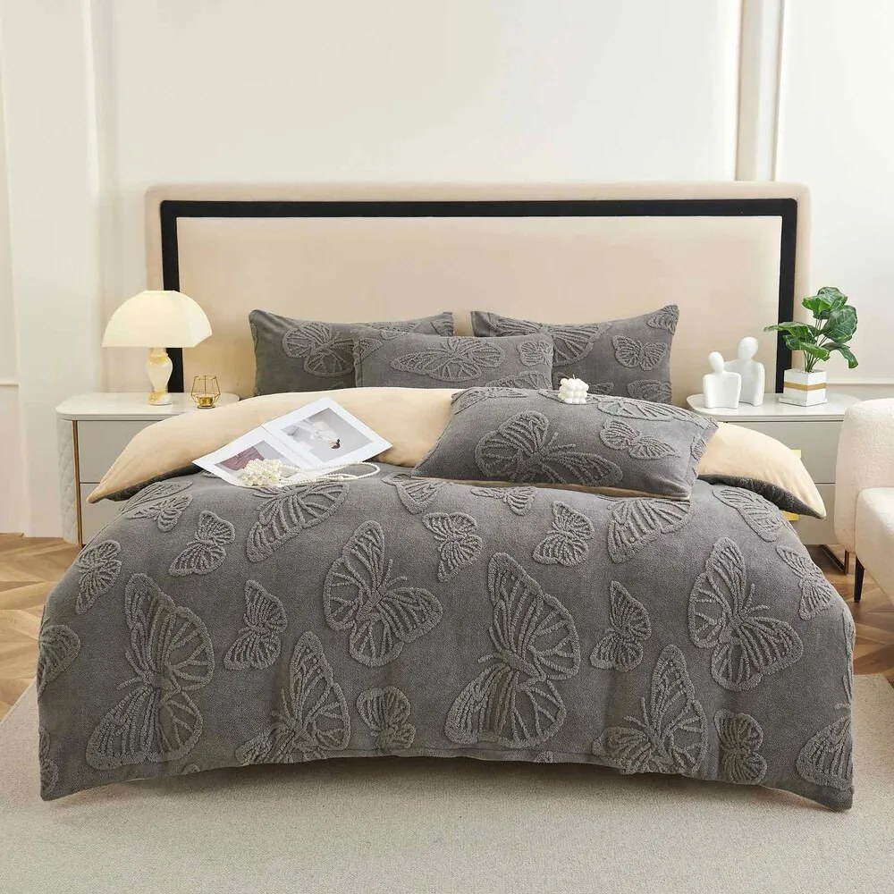 Jemné mikroplyš obliečky Homa EXCLUSIVE BROWNGREY 7-dielna sada 140x200 cm