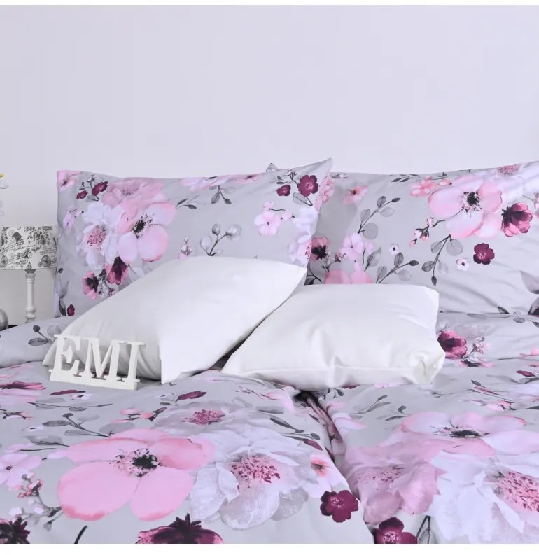 Obliečky bavlnené Nelly sivé EMI, Predĺžený set jednolôžko obsahuje 1x 140x220 + 1x 70x90