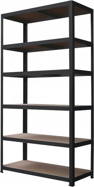 Regál 220x120x60 cm, lakovaný 6-policový, nosnosť 720 kg - ČIERNY
