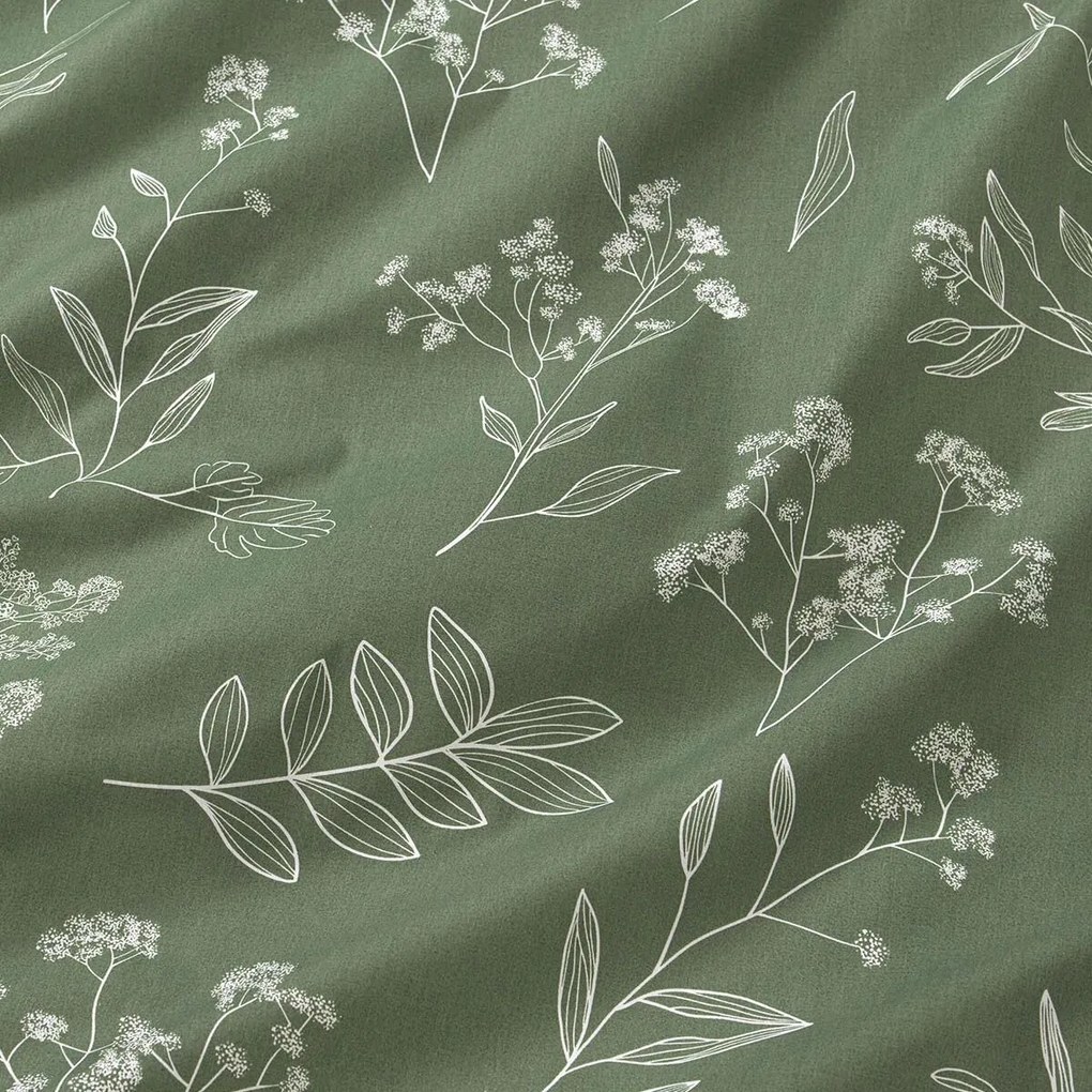 Goldea okrúhly obrus 100% bavlnené plátno - bylinkové lístky Ø 130 cm