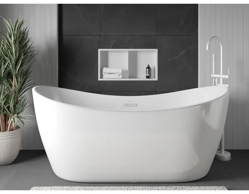 Mexen X-Wall-R, polička na zapustenie na obklad s golierom 60 x 30 cm, biela, 1920603010S