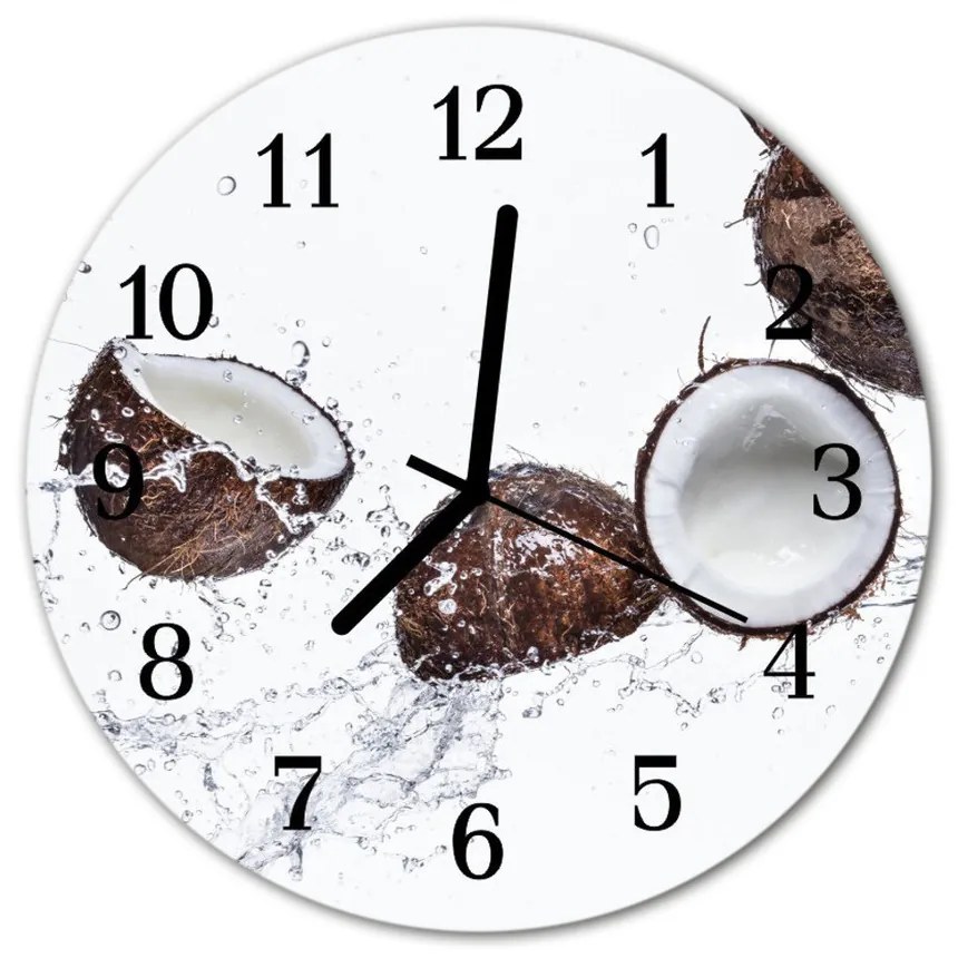 Nástenné sklenené hodiny Kokosové orechy fi 30 cm