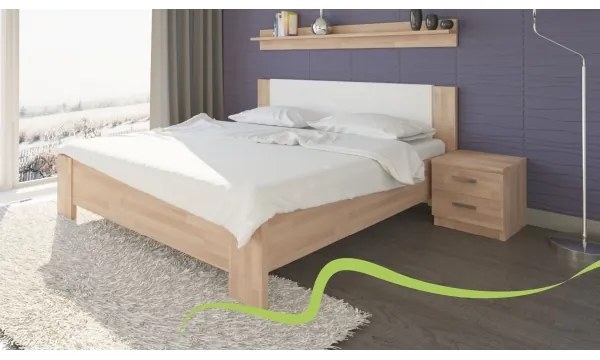 TEXPOL Manželská masívna posteľ NIKOLETA - čalúnené čelo Veľkosť: 200 x 200 cm, Materiál: BUK morenie tabak
