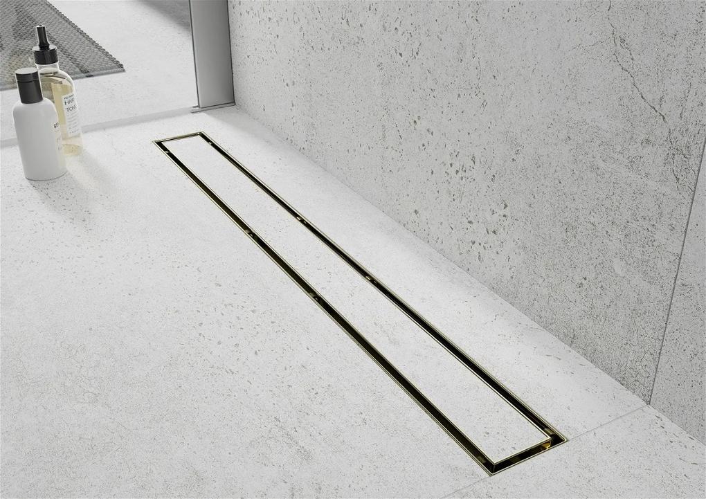 Mexen Flat nerezový sprchový žľab 60 cm (2v1) - vzor M13 , zlatá, 1510060-15