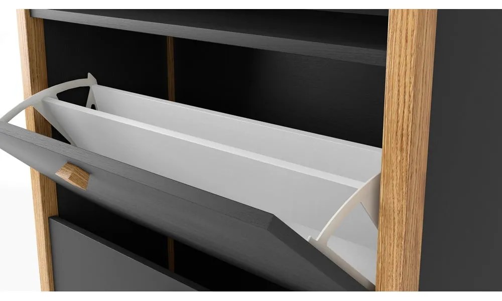 Tmavosivá skrinka na topánky s 2 zásuvkami Woodman Bode