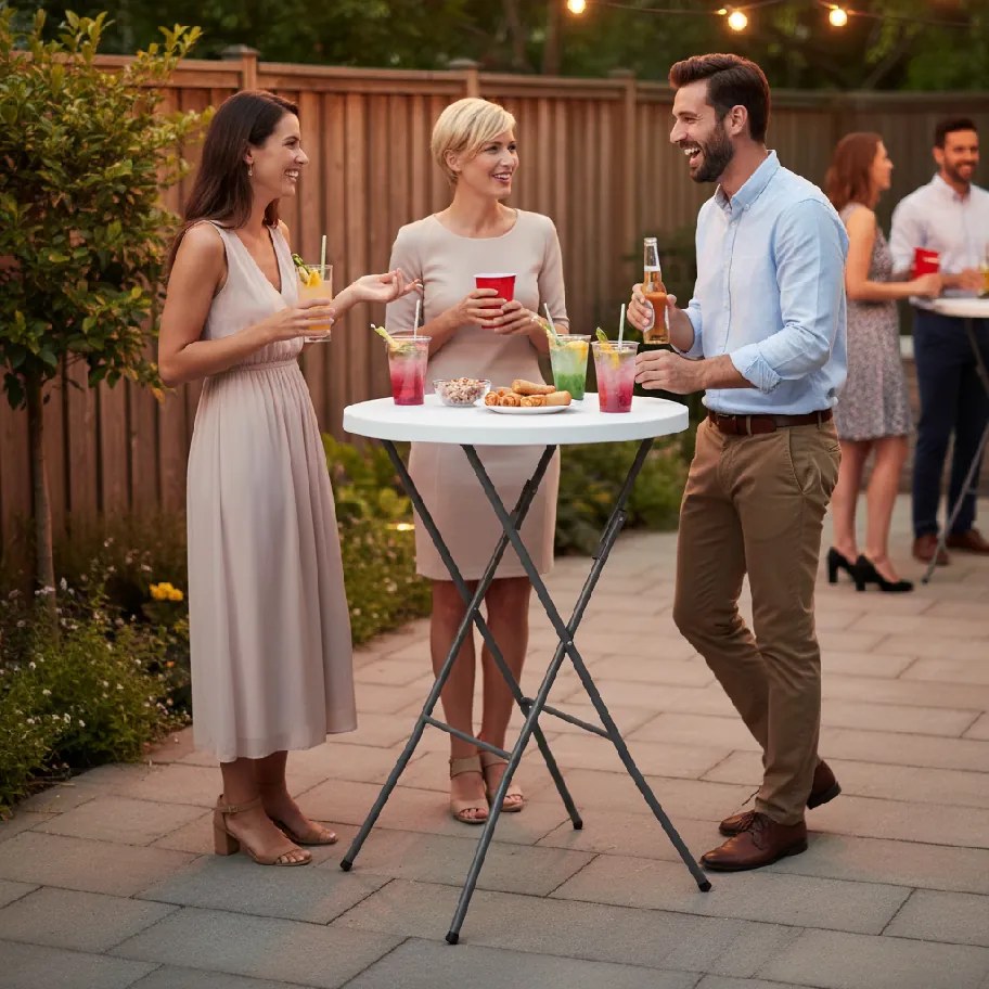 CH Okrúhly skladací stôl 80x110 cm - biela