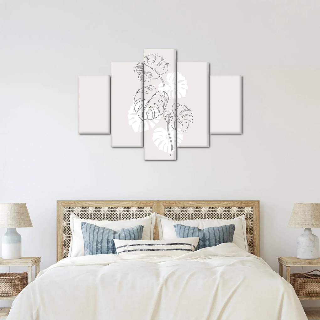 Obraz - Line art monstera N⁰3 (150x105 cm)