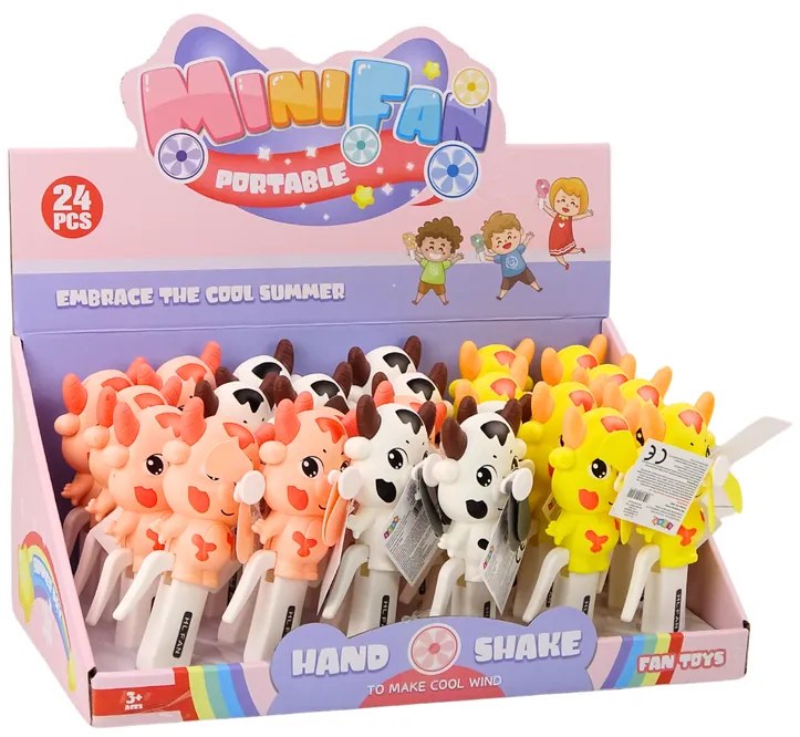 LEAN TOYS Ručný mini ventilátor pre deti – Kravička 3 farby