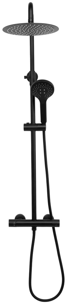 Rea Vincent, sprchový set s termostatickou batériou a dažďovou hlavicou 25cm, čierna matná, REA-P6600