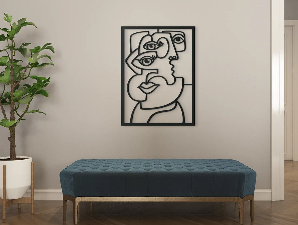 drevko Kubistický obraz na stenu Oči Rozmer obrazu: 44 x 32,5 cm, Farba dekorácie: Čierna