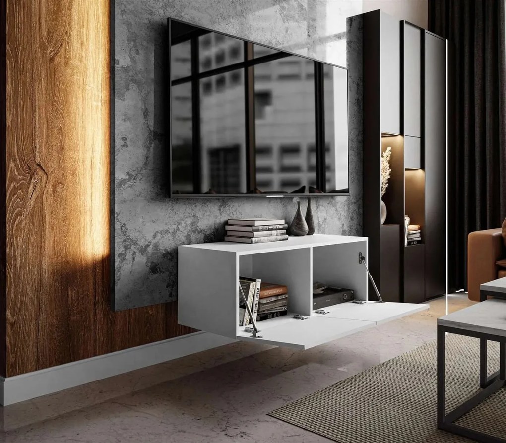 TV STOLÍK ELEGANTE 100 LED BIELY VYSOKÝ LESK