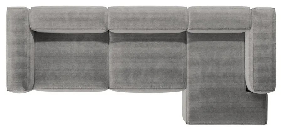 Svetlosivá menčestrová rohová pohovka (pravý roh/s leňoškou) Bergamo – Cosmopolitan Design