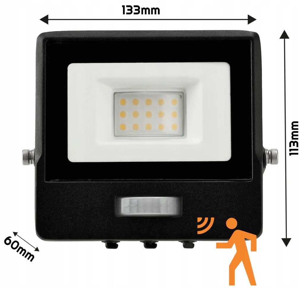 BERGE LED reflektor MASTER - 10W - IP65 - PIR - neutrálna biela