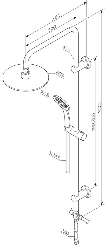 Sprchový systém AM.PM Hit F07TB000 chróm