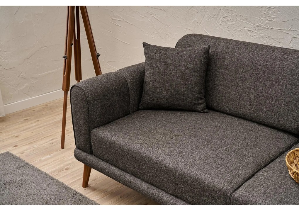 Pohovka trojsedačka Sorenella (antracit + orech). Akcia -18%. Vlastná spoľahlivá doprava až k Vám domov. 1106718