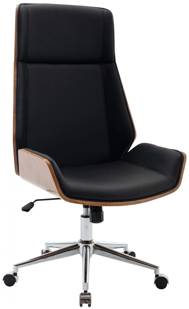 Design-Shop Kancelárska stolička Breda - koženka, drevo orech - Čierna