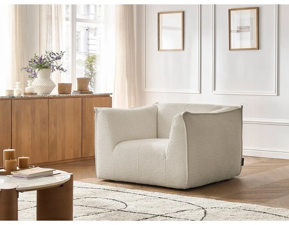 Béžové kreslo z textílie buklé Giorgia – Bobochic Paris