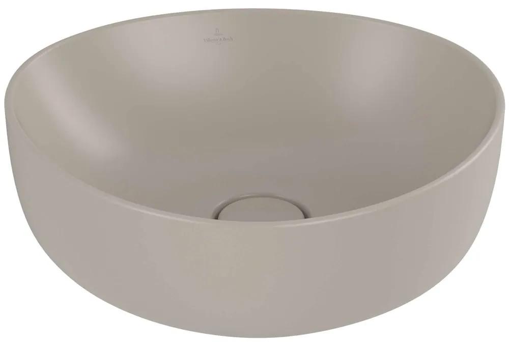 VILLEROY &amp; BOCH Antao asymetrické umývadlo na dosku bez otvoru, bez prepadu, 400 x 395 mm, Almond, s povrchom CeramicPlus, 4A7240AM