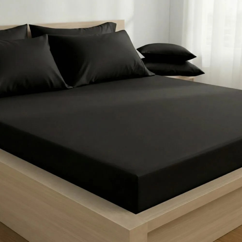 Kvalitex Saténové prestieradlo s gumou čierna, 80 x 200 cm