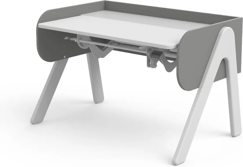 Sivo-biely písací stôl z borovicového dreva s nastaviteľnou výškou Flexa Woody