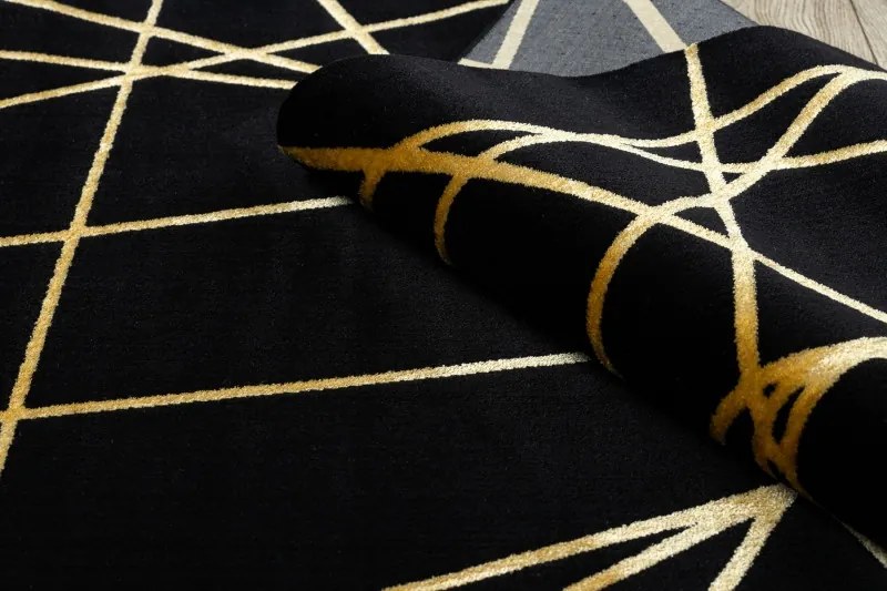 Dywany Łuszczów Kusový koberec Gloss 406C 86 geometric black/gold - 80x150 cm