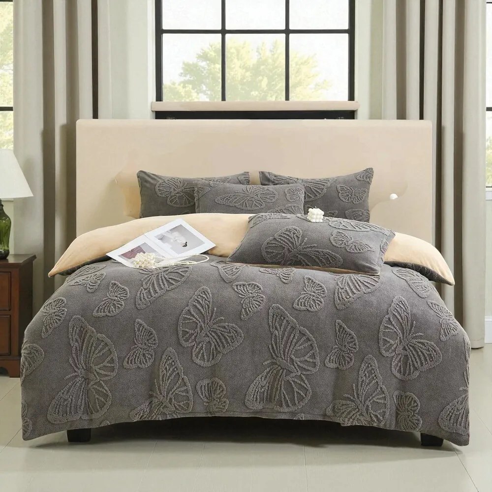 Jemné mikroplyš obliečky Homa EXCLUSIVE BROWNGREY 7-dielna sada 140x200 cm