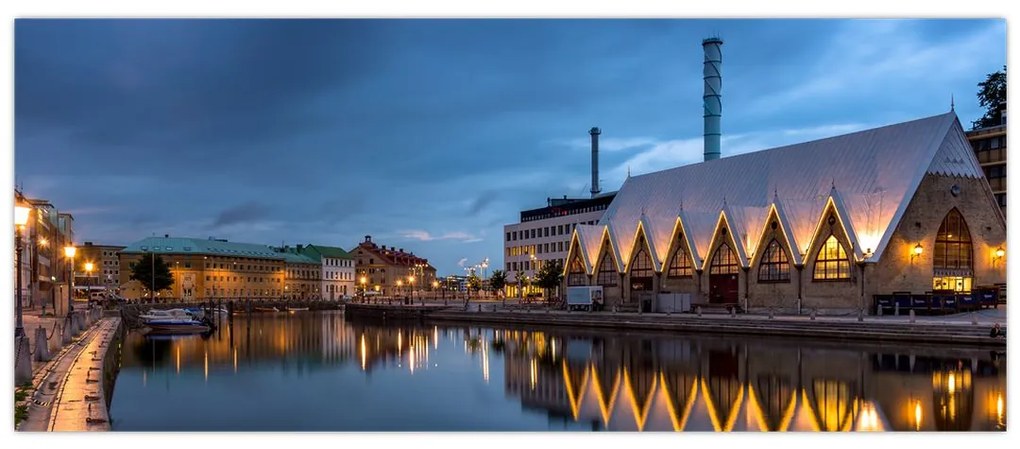 Obraz vodného kanála - Göteborg (120x50 cm)