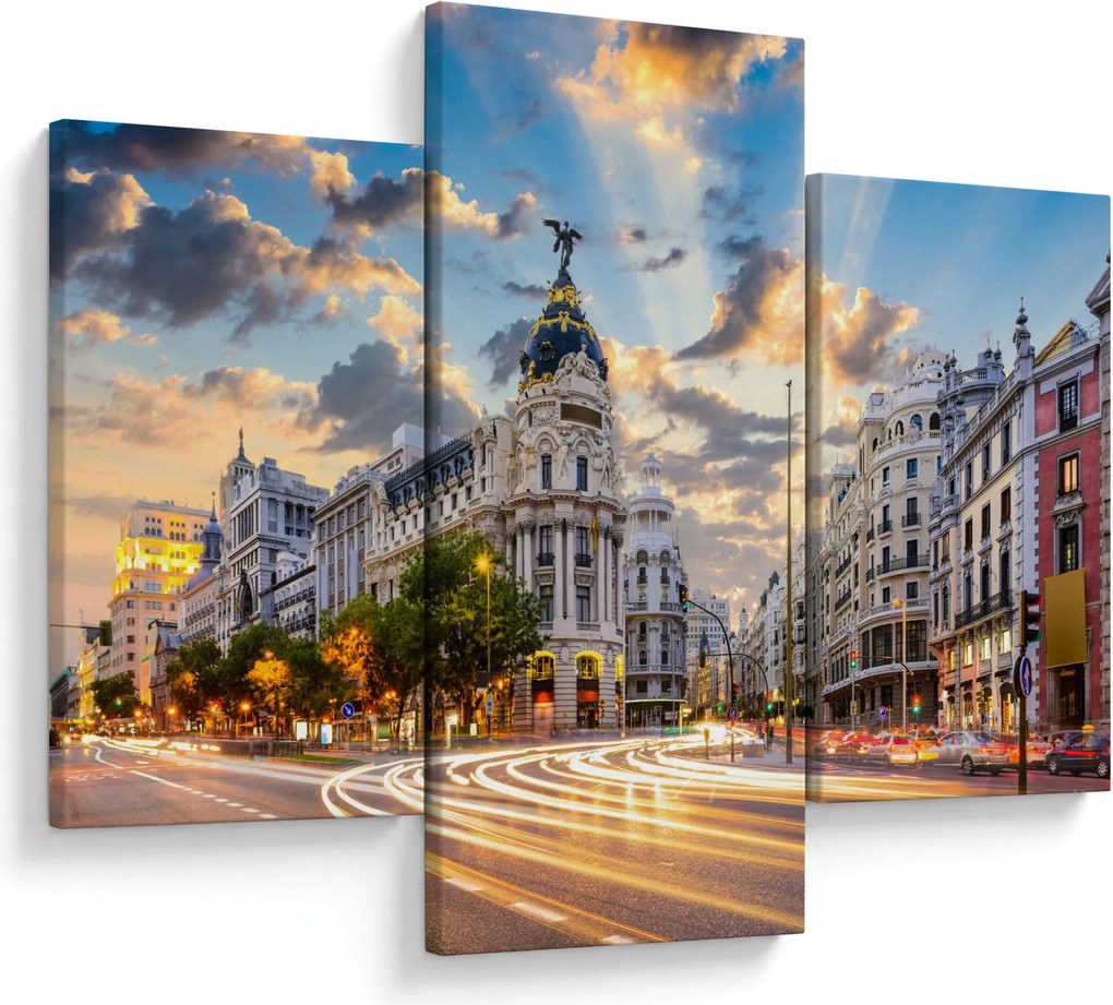 Obraz - Calle Gran Vía, Madrid, Španielsko (90x60 cm)