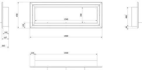 Kratki JULIET/1800/TUV - Vstavaný BIO krb JULIET 65x180 cm 3x2,5kW chróm