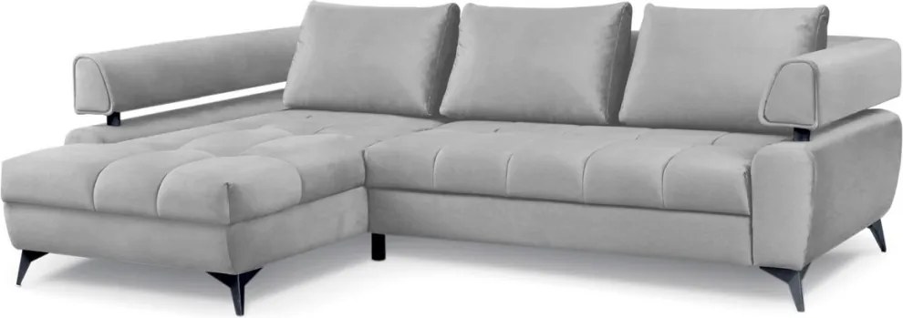Rohová sedacia súprava Paris, svetlo šedá látka, ľavý roh