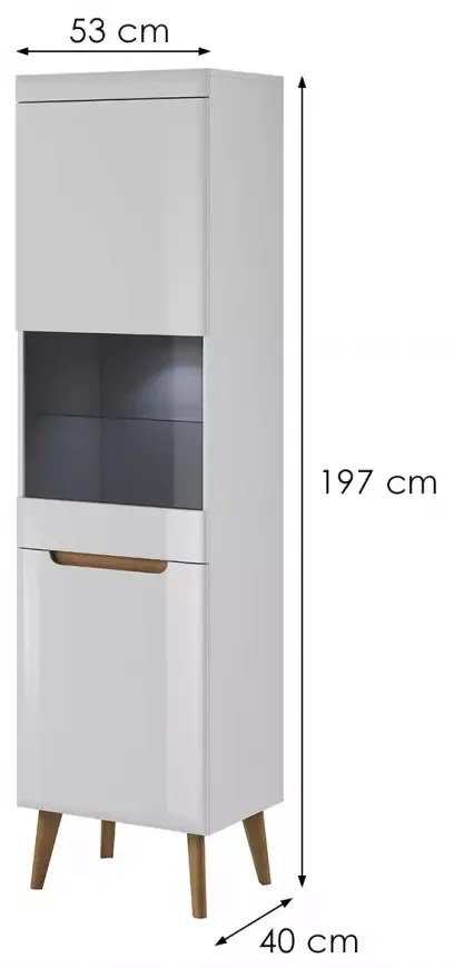 Vitrína Nordi 53 cm biela/dub Riviéra