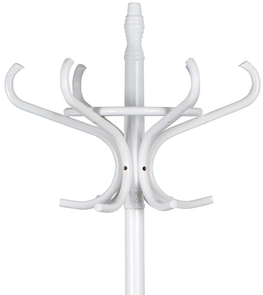 Drevený masívny vešiak biela matná, 185 cm