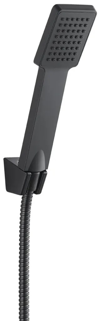 Laveo Kvadrato, nástenná vaňová batéria s ručnou sprchovou súpravou Orca, 150mm, čierna matná, LAV-BLQA710D