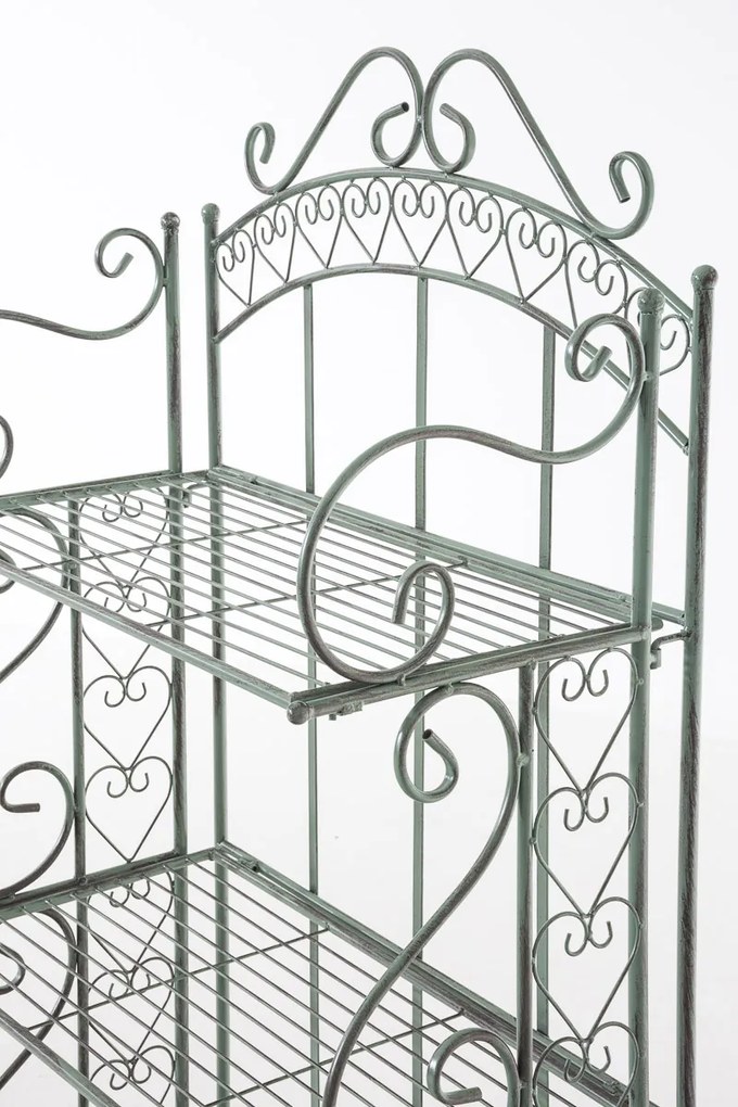 Kovová polica regál Anja - Zelená antik