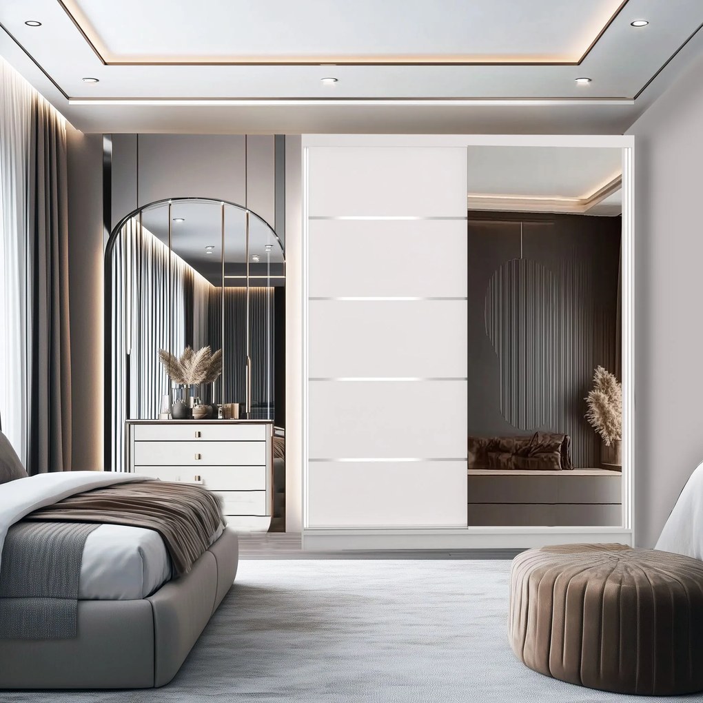 Šatníková skriňa SERENITY 158 cm biely mat MBP SERENITY SZP7/0/W/W/0/HIAL