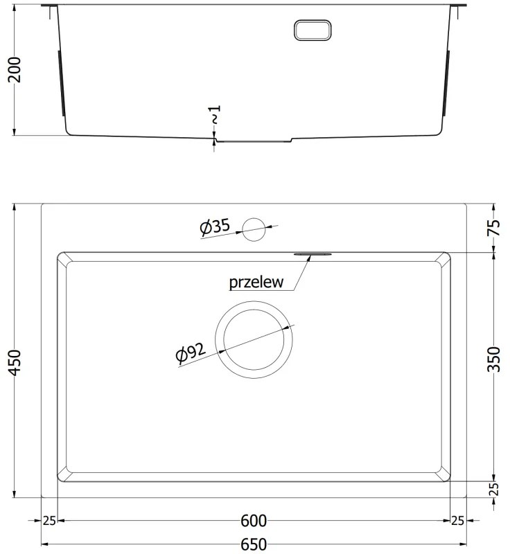 Mexen Solix, 1-komorový nerezový drez 650 x 450 mm, brúsená zlatá, vzor voština, 6403651000-55HC
