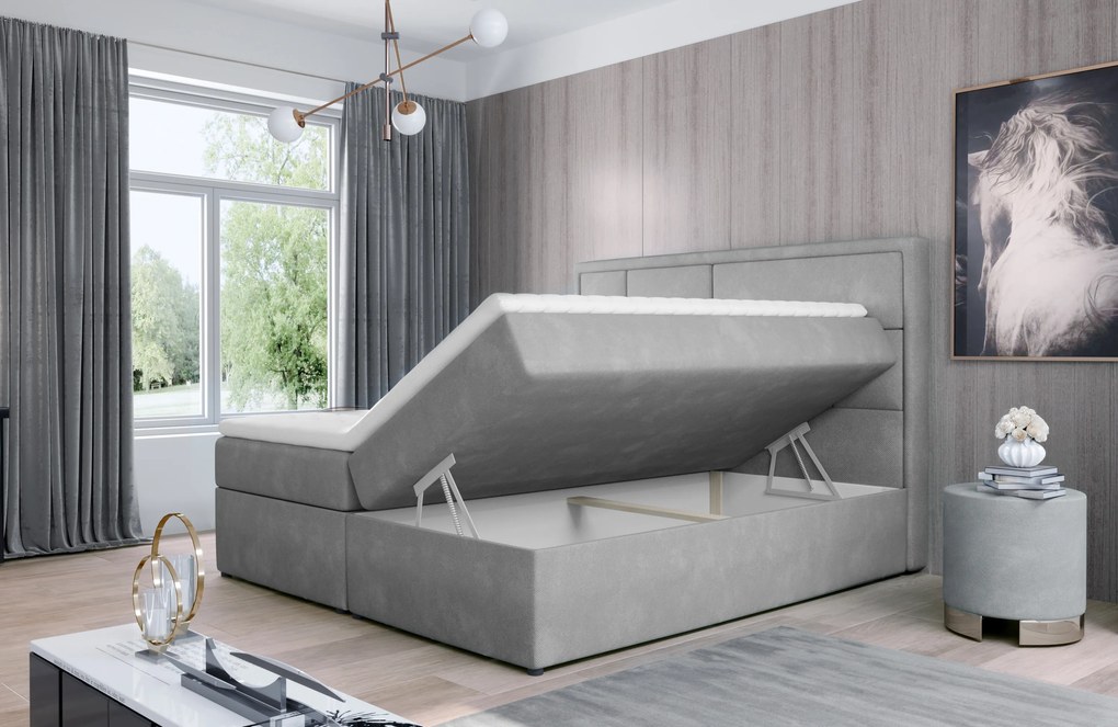 Kvalitná box spring posteľ Meredit 180x200, modrá Monolith
