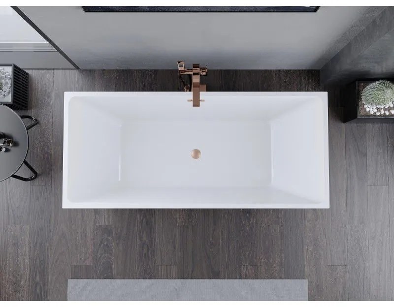 Mexen Lita, voľne stojaca vaňa 170 x 75 cm, biela, medený prepad, 52121707500-65