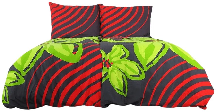 Bavlnené obliečky FLOERIC červeno-zelené Rozmer obliečky: 70 x 90 cm | 140 x 200 cm