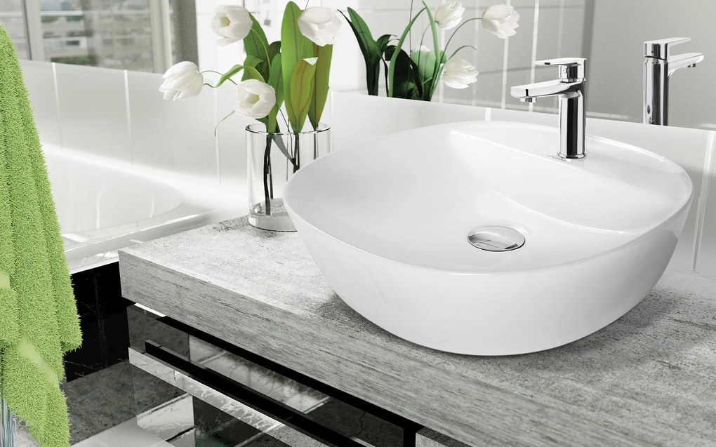 Invena Pejto, umývadlo na dosku 400x400x120 mm, biela lesklá, INV-CE-17-001-C