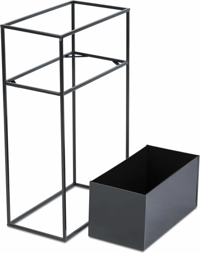 KOVOVÝ KVETINÁČ SO STOJANOM RECT 70X24X44 CM ČIERNA
