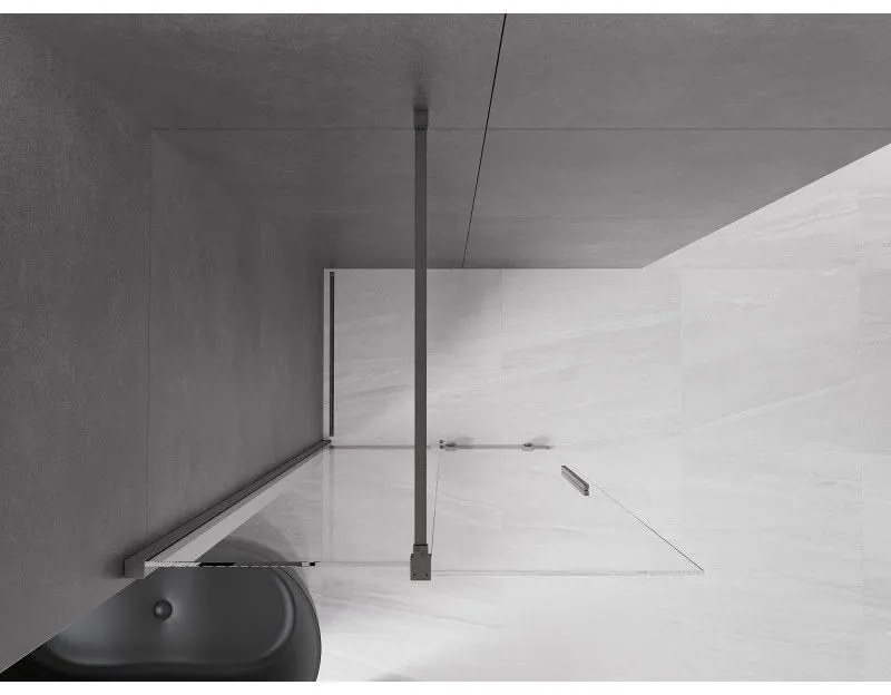 Mexen Velar, posuvné dvere do otvoru typ Walk-In 80 cm, 8mm číre sklo, grafitová matná, 871-080-000-03-66