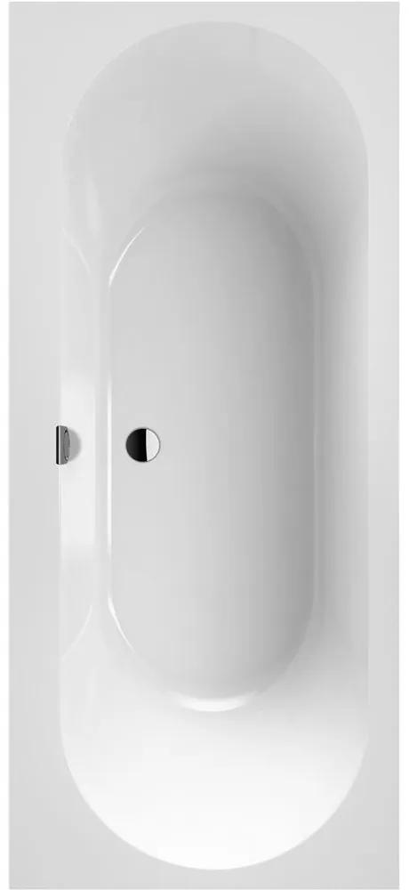 VILLEROY &amp; BOCH Oberon 2.0 pravouhlá vaňa z materiálu Quaryl, odtok v strede, 1700 x 750 x 470 mm, biela alpská, UBQ170OBR2DV-01