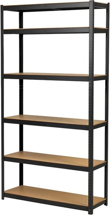 Akcia 20x Regál 240x90x50 cm lakovaný 6-policový, nosnosť 1050 kg - čierny