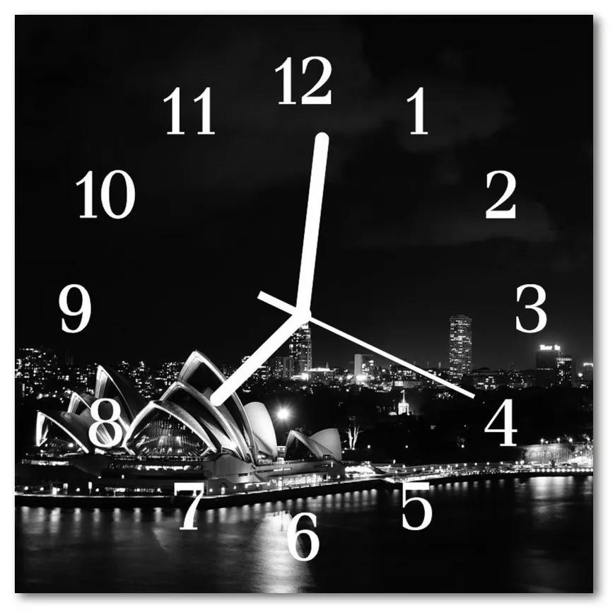 Sklenené hodiny štvorcové Sydney 30x30 cm