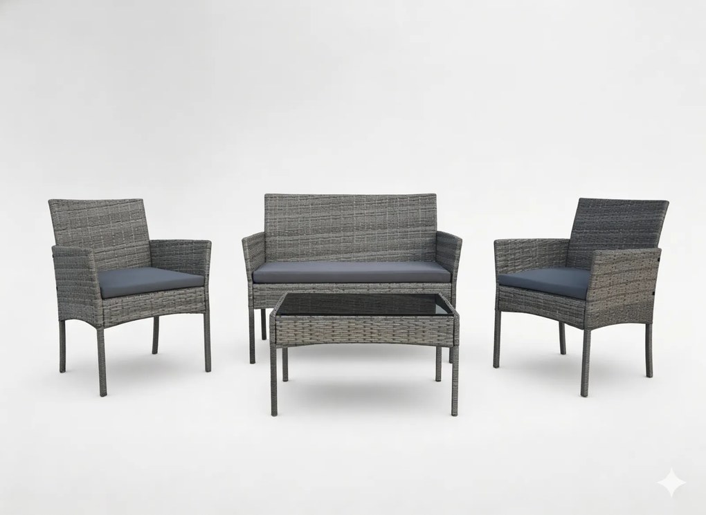 CH Súprava ratanového nábytku -šedá